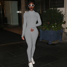 Lade das Bild in den Galerie-Viewer, Streetwear White Knitted Sexy Bodycon Lucky Label Jumpsuit Women Overall 2020 Long Sleeve Skinny Rompers Womens Jumpsuit Female OMG Shop Zone
