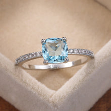Lade das Bild in den Galerie-Viewer, Huitan Square Blue Series Stone Women Rings Simple Minimalist Pinky Accessories Ring Band Elegant Engagement Jewelry Rings DSers
