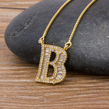 Lade das Bild in den Galerie-Viewer, Top Quality Initial Name Letter Necklace Gold 26 Letters Charm Pendants Micro Pave CZ Copper Chain Jewelry For Women Girls Gifts DSers
