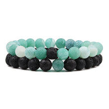 Lade das Bild in den Galerie-Viewer, Set Bracelet Couples Distance Black White Natural Lava Stone Tiger Eye Beaded Yoga Bracelets for Men Women Elastic Rope Jewelry DSers
