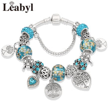 Load image into Gallery viewer, Dropshipping Tibetan Silver Tree of Life Fashion Bead Bracelet Green Leaf Floral Crystal Charm Bracelet &amp; Bangle Pulsera Jewelry DSers
