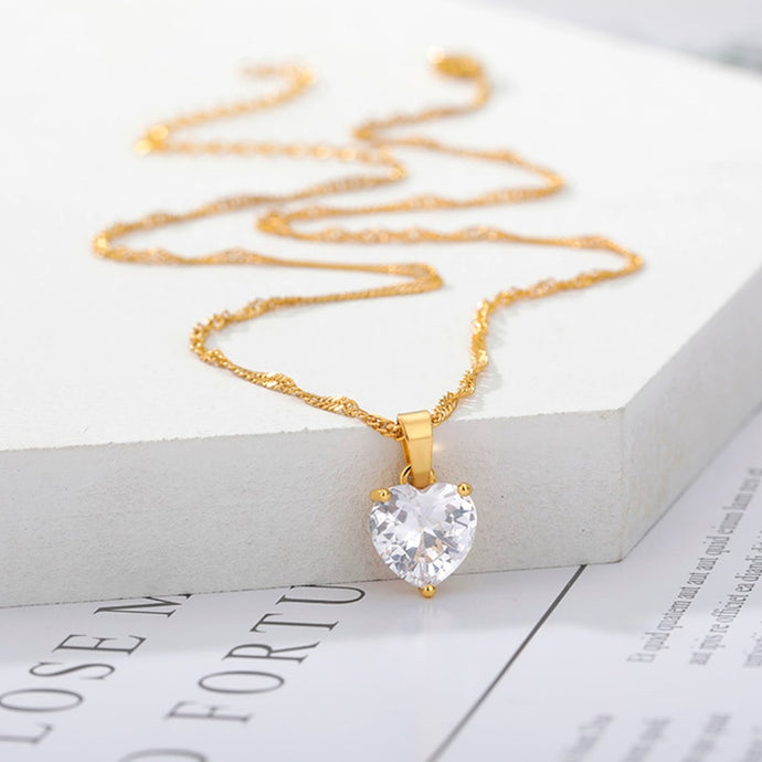 Goth Heart Necklace For Women Lovers Gold Stainless Steel Chain Chocker Female Pendant Necklace Cute Zircon Heart Jewlery 2021 OMG Shop Zone