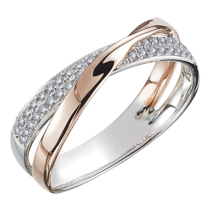 Huitan Newest Fresh Two Tone X Shape Cross Ring for Women Wedding Trendy Jewelry Dazzling CZ Stone Large Modern Rings Anillos DSers