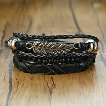 Load image into Gallery viewer, Handmade Recycled Imitation Braided Wrap Leather Bracelet 4Pcs/ Set DSers

