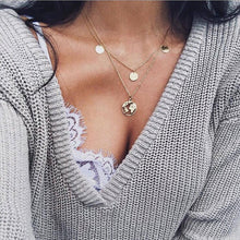 Load image into Gallery viewer, Collier Chain Necklace Multilayer Moon Alloy Metal Disc Gold Pendant Necklace For Women New Trend Female Jewelry Collar DSers
