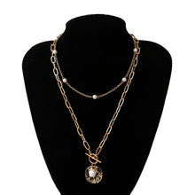 Load image into Gallery viewer, Gothic Baroque Pearl Coin Pendant Choker Necklace for Women Wedding Punk Bead Lariat Gold Color Long Chain Necklace Jewelry Gift
