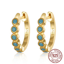 Lade das Bild in den Galerie-Viewer, New s925 sterling silver earrings Korean girl simple diamond blue zircon earrings retro silver earrings DSers
