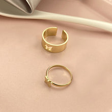 Load image into Gallery viewer, Punk Simple Style Lovers Butterfly Opening Ring Creative Women Gold Silver Color 2-Piece Ring Jewelry Gifts For Good Friends DSers
