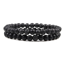Lade das Bild in den Galerie-Viewer, Set Bracelet Couples Distance Black White Natural Lava Stone Tiger Eye Beaded Yoga Bracelets for Men Women Elastic Rope Jewelry DSers
