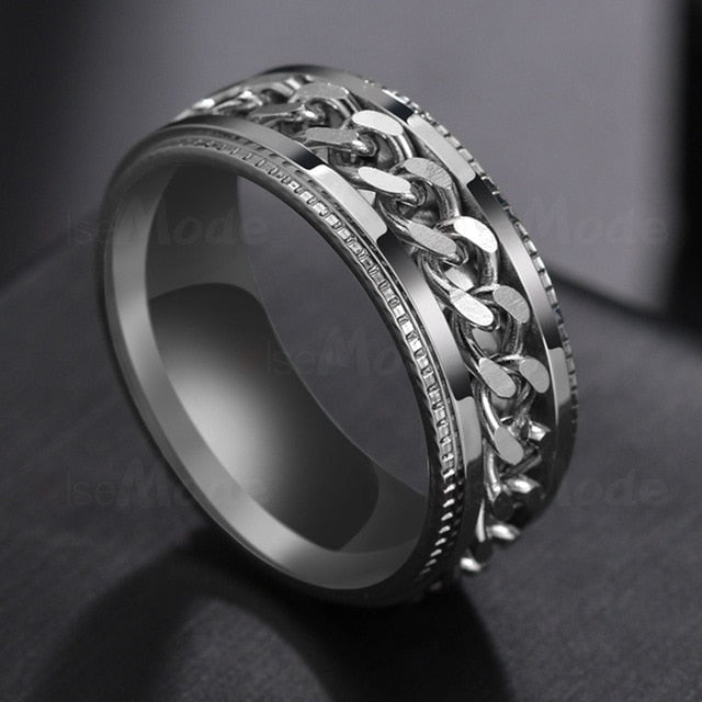 Letdiffery Cool Stainless Steel Rotatable Men Ring High Quality Spinner Chain Punk Women Jewelry for Party Gift DSers