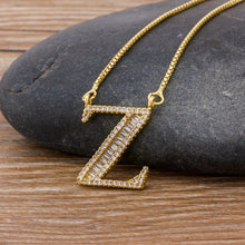 Lade das Bild in den Galerie-Viewer, Top Quality Initial Name Letter Necklace Gold 26 Letters Charm Pendants Micro Pave CZ Copper Chain Jewelry For Women Girls Gifts DSers
