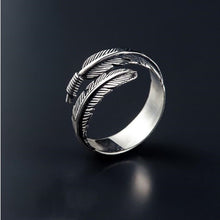 Lade das Bild in den Galerie-Viewer, Retro High-quality 925 Sterling Silver Jewelry Thai Silver Not Allergic Personality Feathers Arrow Opening Rings SR239 DSers
