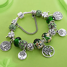 Load image into Gallery viewer, Dropshipping Tibetan Silver Tree of Life Fashion Bead Bracelet Green Leaf Floral Crystal Charm Bracelet &amp; Bangle Pulsera Jewelry DSers
