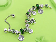 Load image into Gallery viewer, Dropshipping Tibetan Silver Tree of Life Fashion Bead Bracelet Green Leaf Floral Crystal Charm Bracelet &amp; Bangle Pulsera Jewelry DSers
