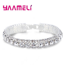 Lade das Bild in den Galerie-Viewer, Top Sale 925 Sterling Silver Bracelets Full AAA Zircon Austrian Crystal Femme Women Link Chain Jewelry Bangles 14 Colors
