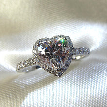 Load image into Gallery viewer, Heart Rings for Women S925 Silver Wedding Engagement Bridal Jewelry Cubic Zirconia Stone Elegant Ring DSers
