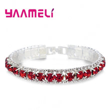 Lade das Bild in den Galerie-Viewer, Top Sale 925 Sterling Silver Bracelets Full AAA Zircon Austrian Crystal Femme Women Link Chain Jewelry Bangles 14 Colors
