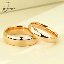 Lade das Bild in den Galerie-Viewer, Letdiffery Smooth Stainless Steel Couple Rings Gold Simple 4MM Women Men Lovers Wedding Jewelry Engagement Gifts DSers
