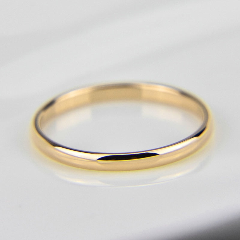 Letdiffery Smooth Stainless Steel Couple Rings Gold Simple 4MM Women Men Lovers Wedding Jewelry Engagement Gifts DSers