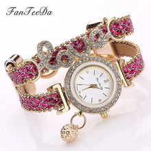 Load image into Gallery viewer, FanTeeDa Top Brand Women Bracelet Watches Ladies Love Leather Strap Rhinestone Quartz Wrist Watch Luxury Fashion Quartz Watch DSers
