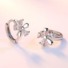 Load image into Gallery viewer, Fanqieliu Sterling 925 Silver Earrings Natural Crystal Small Flower Hoop Earrings For Woman FQL3235
