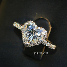 Load image into Gallery viewer, Heart Rings for Women S925 Silver Wedding Engagement Bridal Jewelry Cubic Zirconia Stone Elegant Ring DSers

