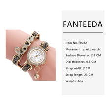 Load image into Gallery viewer, FanTeeDa Top Brand Women Bracelet Watches Ladies Love Leather Strap Rhinestone Quartz Wrist Watch Luxury Fashion Quartz Watch DSers

