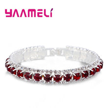 Lade das Bild in den Galerie-Viewer, Top Sale 925 Sterling Silver Bracelets Full AAA Zircon Austrian Crystal Femme Women Link Chain Jewelry Bangles 14 Colors
