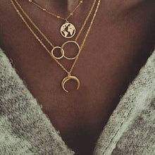 Load image into Gallery viewer, Collier Chain Necklace Multilayer Moon Alloy Metal Disc Gold Pendant Necklace For Women New Trend Female Jewelry Collar DSers
