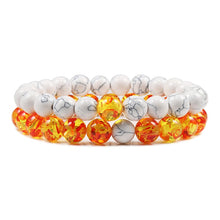Lade das Bild in den Galerie-Viewer, Set Bracelet Couples Distance Black White Natural Lava Stone Tiger Eye Beaded Yoga Bracelets for Men Women Elastic Rope Jewelry DSers
