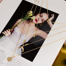 Load image into Gallery viewer, Collier Chain Necklace Multilayer Moon Alloy Metal Disc Gold Pendant Necklace For Women New Trend Female Jewelry Collar DSers
