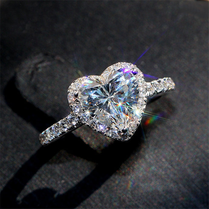 Heart Rings for Women S925 Silver Wedding Engagement Bridal Jewelry Cubic Zirconia Stone Elegant Ring DSers