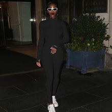 Lade das Bild in den Galerie-Viewer, Streetwear White Knitted Sexy Bodycon Lucky Label Jumpsuit Women Overall 2020 Long Sleeve Skinny Rompers Womens Jumpsuit Female OMG Shop Zone
