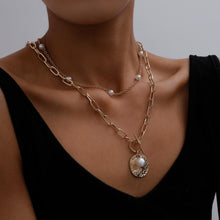 Load image into Gallery viewer, Gothic Baroque Pearl Coin Pendant Choker Necklace for Women Wedding Punk Bead Lariat Gold Color Long Chain Necklace Jewelry Gift
