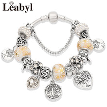 Load image into Gallery viewer, Dropshipping Tibetan Silver Tree of Life Fashion Bead Bracelet Green Leaf Floral Crystal Charm Bracelet &amp; Bangle Pulsera Jewelry DSers
