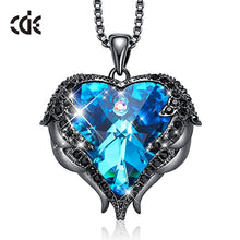 Lade das Bild in den Galerie-Viewer, Silver Necklace Embellished with Crystals Necklace Angel Wings Heart Pendant Valentines Gift DSers
