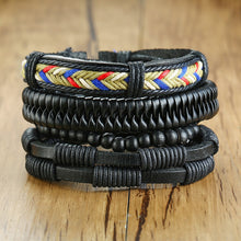 Load image into Gallery viewer, Handmade Recycled Imitation Braided Wrap Leather Bracelet 4Pcs/ Set DSers

