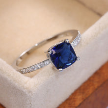 Lade das Bild in den Galerie-Viewer, Huitan Square Blue Series Stone Women Rings Simple Minimalist Pinky Accessories Ring Band Elegant Engagement Jewelry Rings DSers
