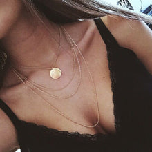 Load image into Gallery viewer, Collier Chain Necklace Multilayer Moon Alloy Metal Disc Gold Pendant Necklace For Women New Trend Female Jewelry Collar DSers
