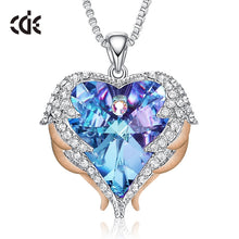 Lade das Bild in den Galerie-Viewer, Silver Necklace Embellished with Crystals Necklace Angel Wings Heart Pendant Valentines Gift DSers
