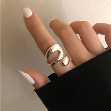 Lade das Bild in den Galerie-Viewer, Creative Fashion Hollow Irregular Geometric Minimalist adjustable 925 Sterling Silver Rings for Women DSers
