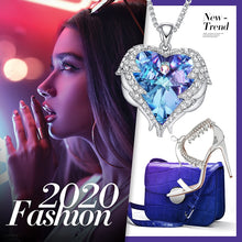 Lade das Bild in den Galerie-Viewer, Silver Necklace Embellished with Crystals Necklace Angel Wings Heart Pendant Valentines Gift DSers
