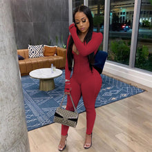 Lade das Bild in den Galerie-Viewer, Streetwear White Knitted Sexy Bodycon Lucky Label Jumpsuit Women Overall 2020 Long Sleeve Skinny Rompers Womens Jumpsuit Female OMG Shop Zone
