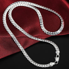 Load image into Gallery viewer, DOTEFFIL 925 Sterling Silver 6mm Full Sideways Necklace 18/20/24 Inch Chain For Woman Men Fashion Wedding Engagement Jewelry
