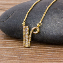 Lade das Bild in den Galerie-Viewer, Top Quality Initial Name Letter Necklace Gold 26 Letters Charm Pendants Micro Pave CZ Copper Chain Jewelry For Women Girls Gifts DSers
