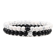 Lade das Bild in den Galerie-Viewer, Set Bracelet Couples Distance Black White Natural Lava Stone Tiger Eye Beaded Yoga Bracelets for Men Women Elastic Rope Jewelry DSers
