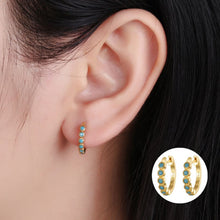 Lade das Bild in den Galerie-Viewer, New s925 sterling silver earrings Korean girl simple diamond blue zircon earrings retro silver earrings DSers
