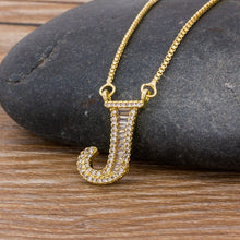 Lade das Bild in den Galerie-Viewer, Top Quality Initial Name Letter Necklace Gold 26 Letters Charm Pendants Micro Pave CZ Copper Chain Jewelry For Women Girls Gifts DSers
