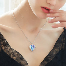 Lade das Bild in den Galerie-Viewer, Silver Necklace Embellished with Crystals Necklace Angel Wings Heart Pendant Valentines Gift DSers
