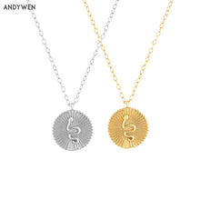 Load image into Gallery viewer, ANDYWEN 925 Sterling Silver Gold Snake Pendant Necklace Women Fashion Luxury Wedding Jewelry Tiny European Styles Jewelry DSers
